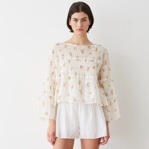 Rebecca Taylor Ines Floral Smocked Blouse